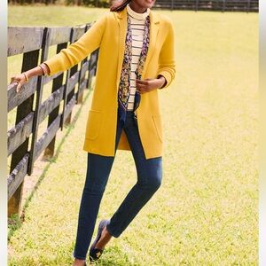 Talbots Milano Stitch Sweater Jacket Blazer Yellow Size XL